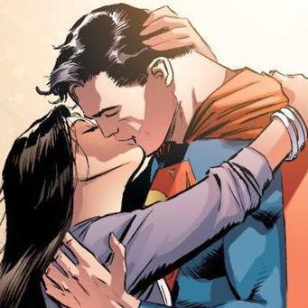 Superman kissing brunette